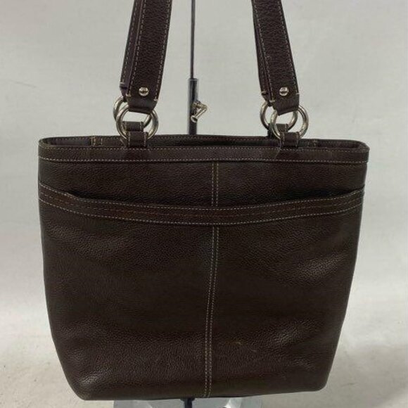 COACH Penelope Pebbled Leather Dark Brown Leather Tote Purse Handbag - Picture 3 of 6